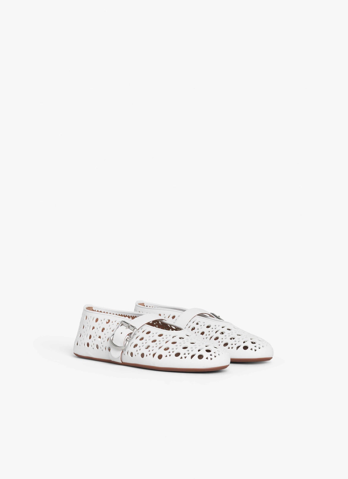BALLERINES VIENNE EN CUIR  ALAÏA BALLERINES VIENNE EN CUIR  BLANC